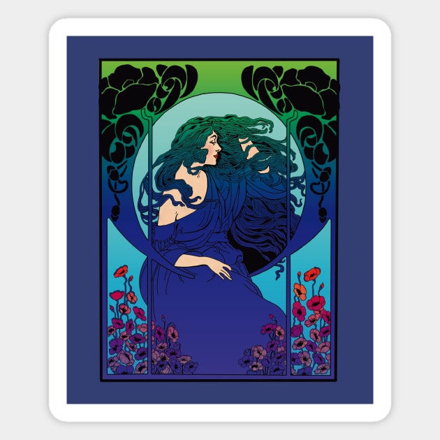 Art Deco Lady (blue) Magnet by Soth Studio